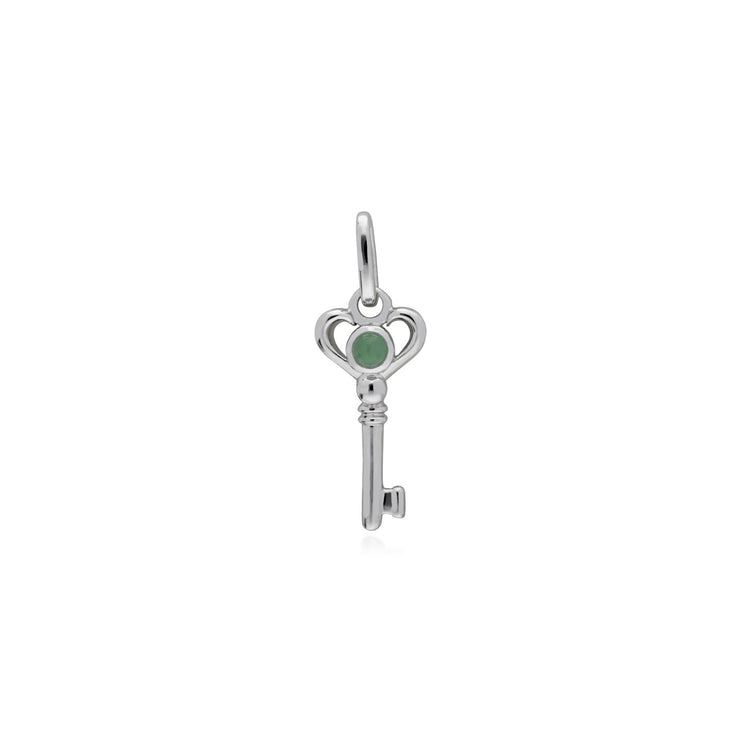 Classico ciondolo con lucchetto a cuore in argento 925 e ciondoli con chiave in giada