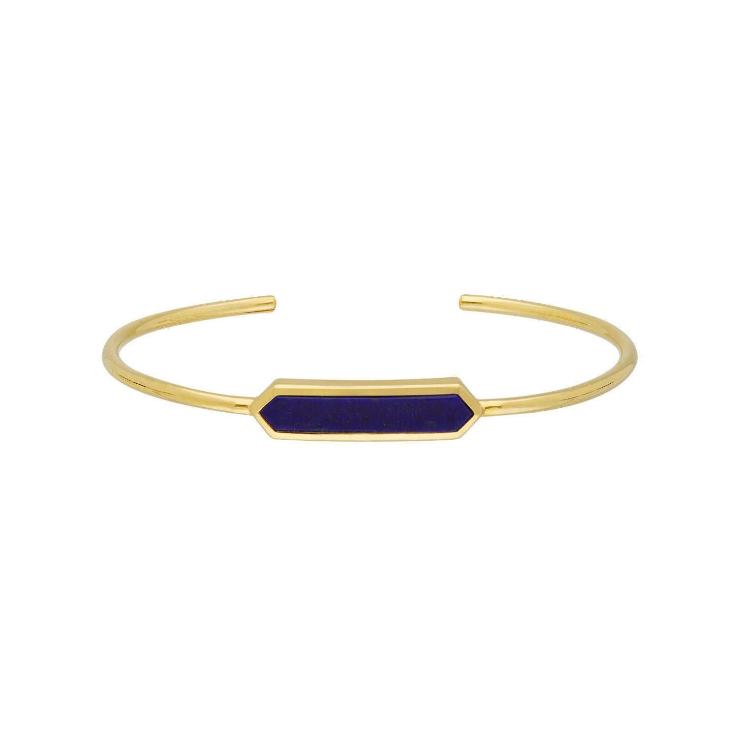 Geometric Prism Lapis Lazuli Bangle in Gold Plated Sterling Silver