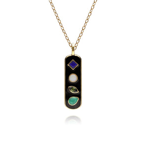 Coded Whispers Collana con Ciondolo "Love" in pietra preziosa acrostica smaltato nero