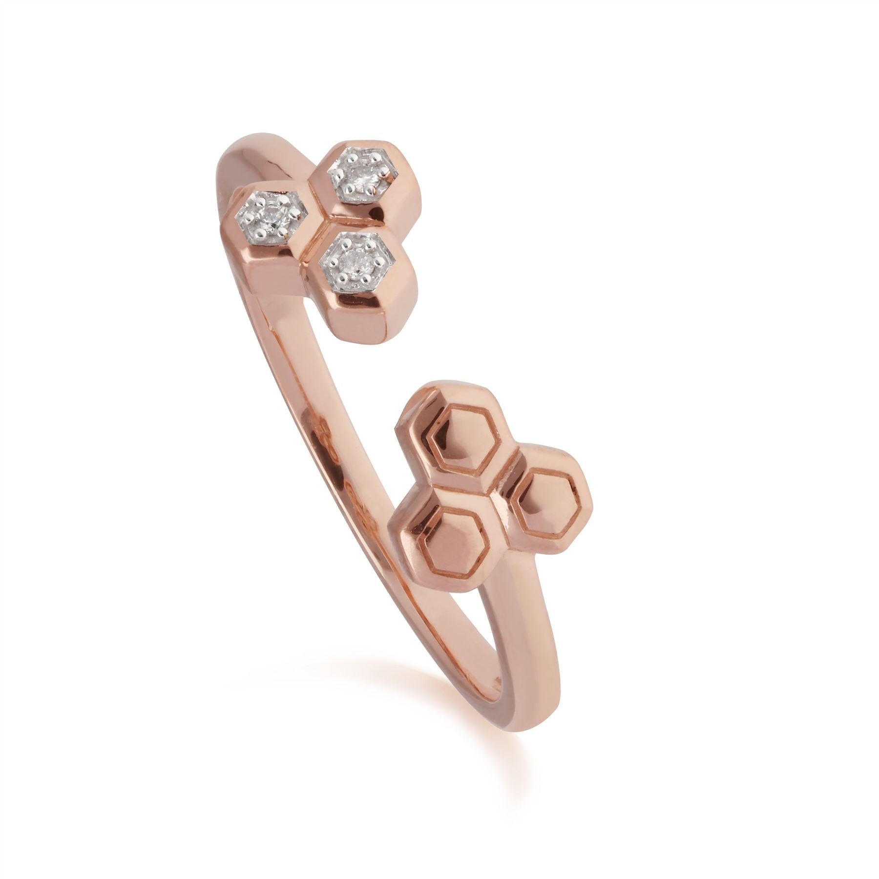 Diamond Trilogy Open Ring in 9ct Rose Gold