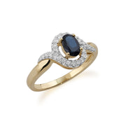 Anello Gemondo con zaffiro, anello in oro giallo da 9 ct con zaffiro da 0,63 ct e diamante - Zaffiro