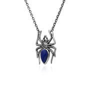 Collana con lapislazzuli, argento sterling con lapislazzuli da 1 carato e marcasite con guscio di tartaruga da 0,12 ct, collana da 45 cm