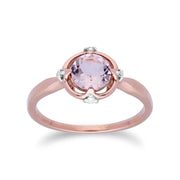 Anello Gemondo con Morganite Halo in oro rosa da 9 ct e diamanti a taglio rotondo