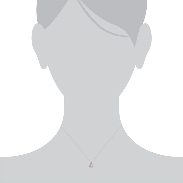 Collana con diamanti, ciondolo a forma di cuore con diamanti alla moda in oro rosa da 9 ct su catena da 45 cm