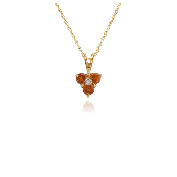 Ciondolo floreale in oro giallo 375 con citrino e diamante