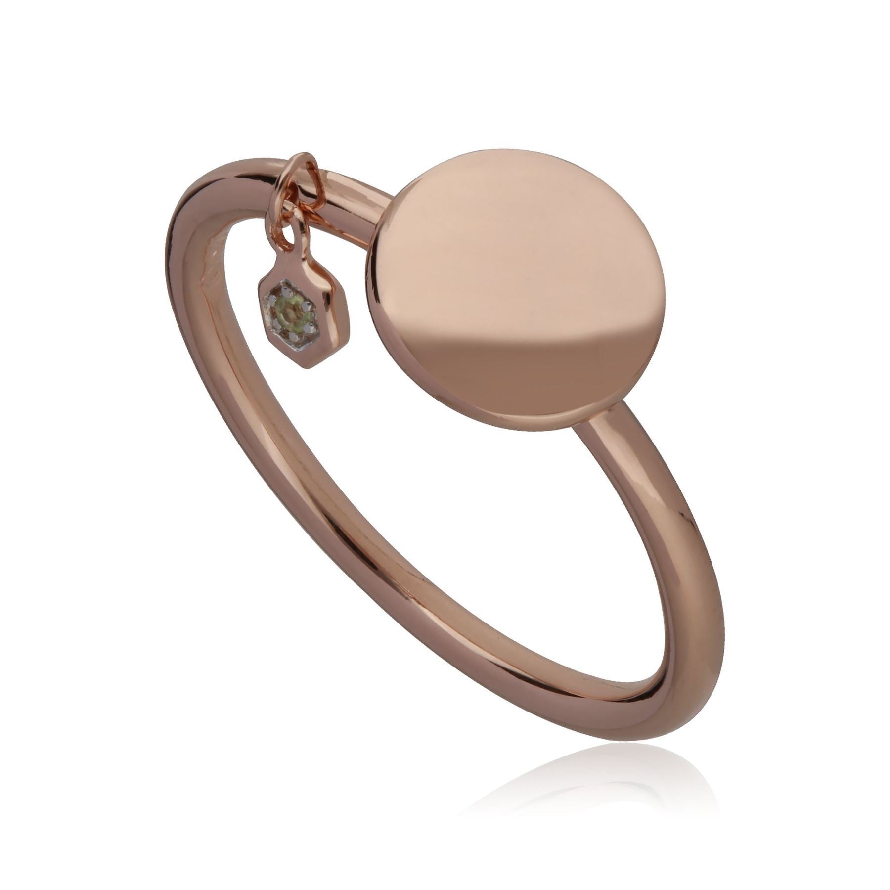 Peridot Engravable Ring in Rose Gold Plated Sterling Silver