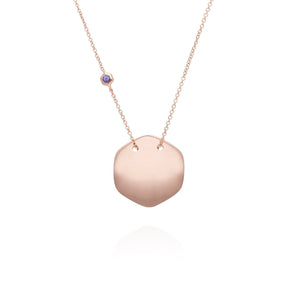 Tanzanite Engravable Necklace in Rose Gold Plated Sterling Silver