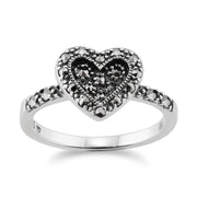 Anello Gemondo Marcasite, anello in argento 0,32 CT con pavé di marcasite in stile cuore