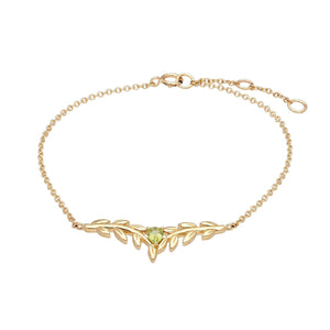 O Leaf Peridot Bracelet & Stud Earring Set in 9ct Yellow Gold