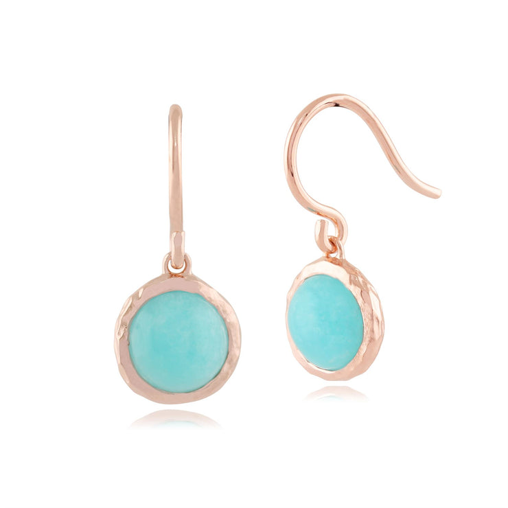 Orecchini pendenti e pendenti Boho Argento 925 placcato oro giallo con castone rotondo con amazzonite