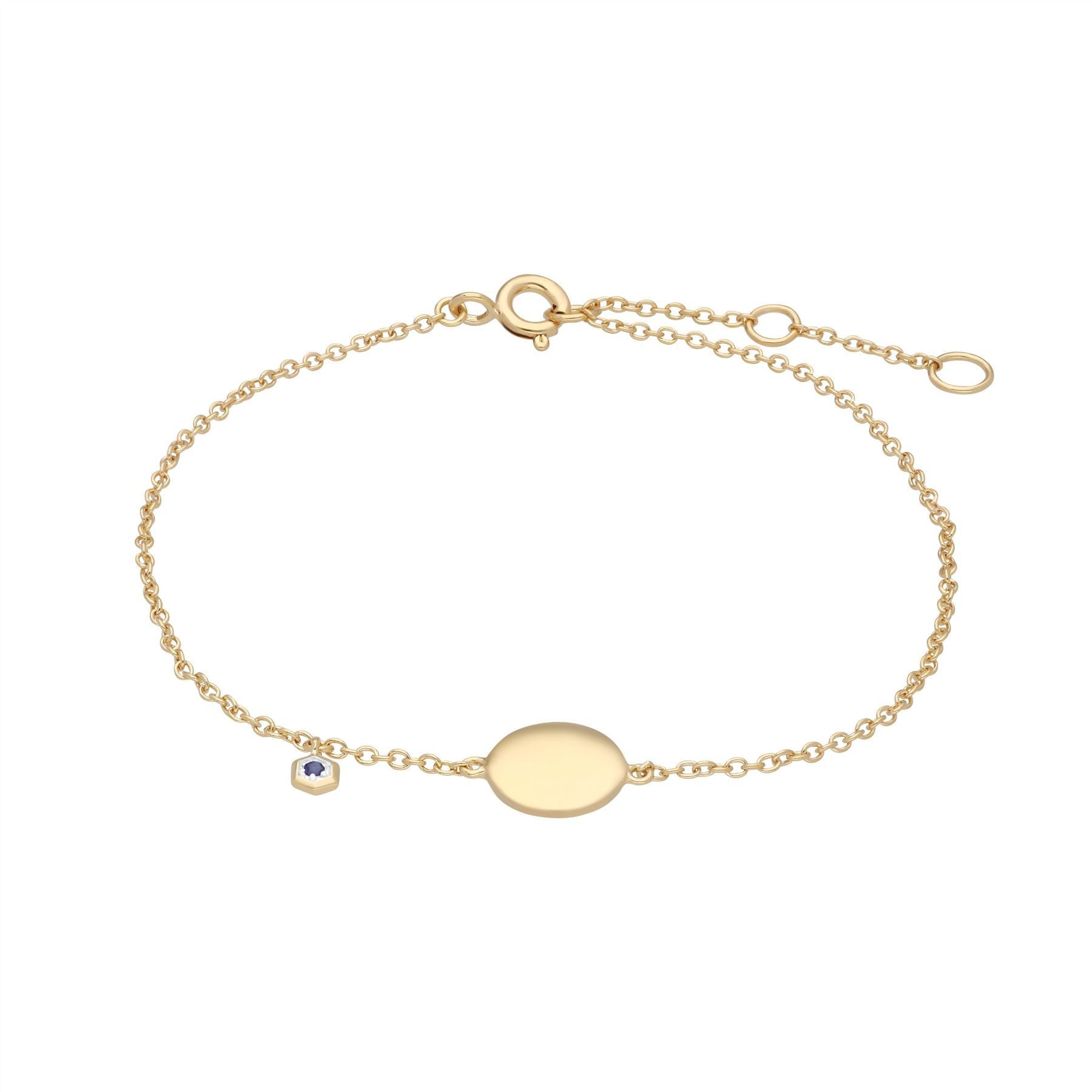 Sapphire Engravable Bracelet in Yellow Gold Plated Sterling Silver