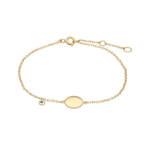 Sapphire Engravable Bracelet in Yellow Gold Plated Sterling Silver