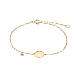 Sapphire Engravable Bracelet in Yellow Gold Plated Sterling Silver