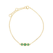 Bracciale con smeraldi, bracciale in oro giallo da 9 ct con tripla pietra smeraldo rotonda Milgrain da 19 cm