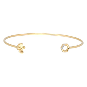 Yellow Gold Honeycomb Inspired Diamond Hexagon Bee Bangle in