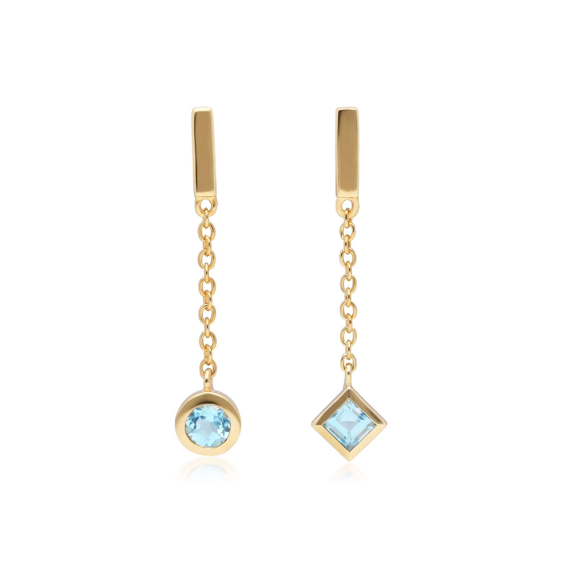 Mismatched Blue Topaz Dangle Earrings i