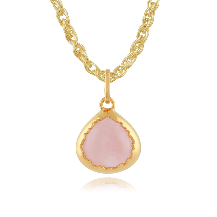 Collana pastello "Diantha" con quarzo rosa in argento sterling placcato oro giallo da 9 ct