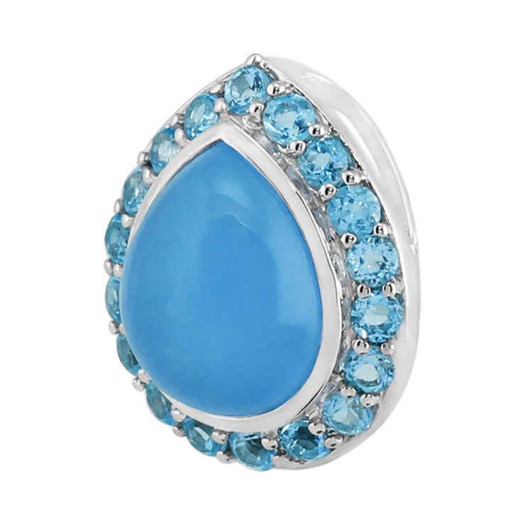 Ciondolo con montatura a pera in argento sterling con giada blu da 3,35 ct e topazio da 0,64 ct su catena