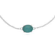 Bracciale in argento sterling con pietra singola ovale con amazzonite da 19 cm