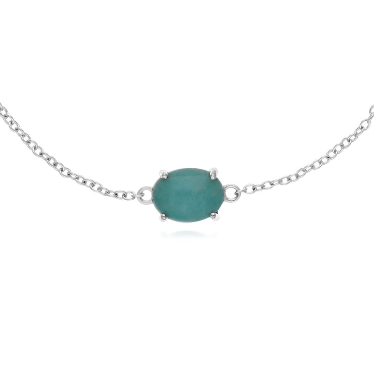 Bracciale in argento sterling con pietra singola ovale con amazzonite da 19 cm
