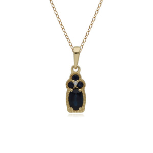 Classic Sapphire & Diamond Pendant in 9ct Yellow Gold