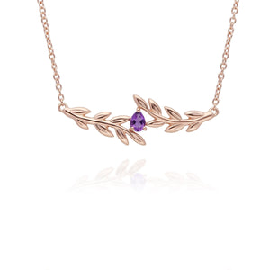 O Leaf Amethyst Necklace & Ring Set in 9ct Rose Gold