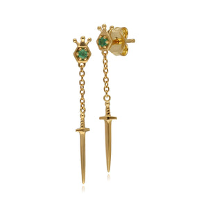 ECFEW™ Emerald Sword Chain Drop Earrings