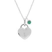 Classico ciondolo con lucchetto a cuore in argento 925 e ciondoli con smeraldi