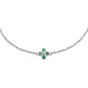 Bracciale e pendente in argento 925 con trifoglio floreale rotondo smeraldo
