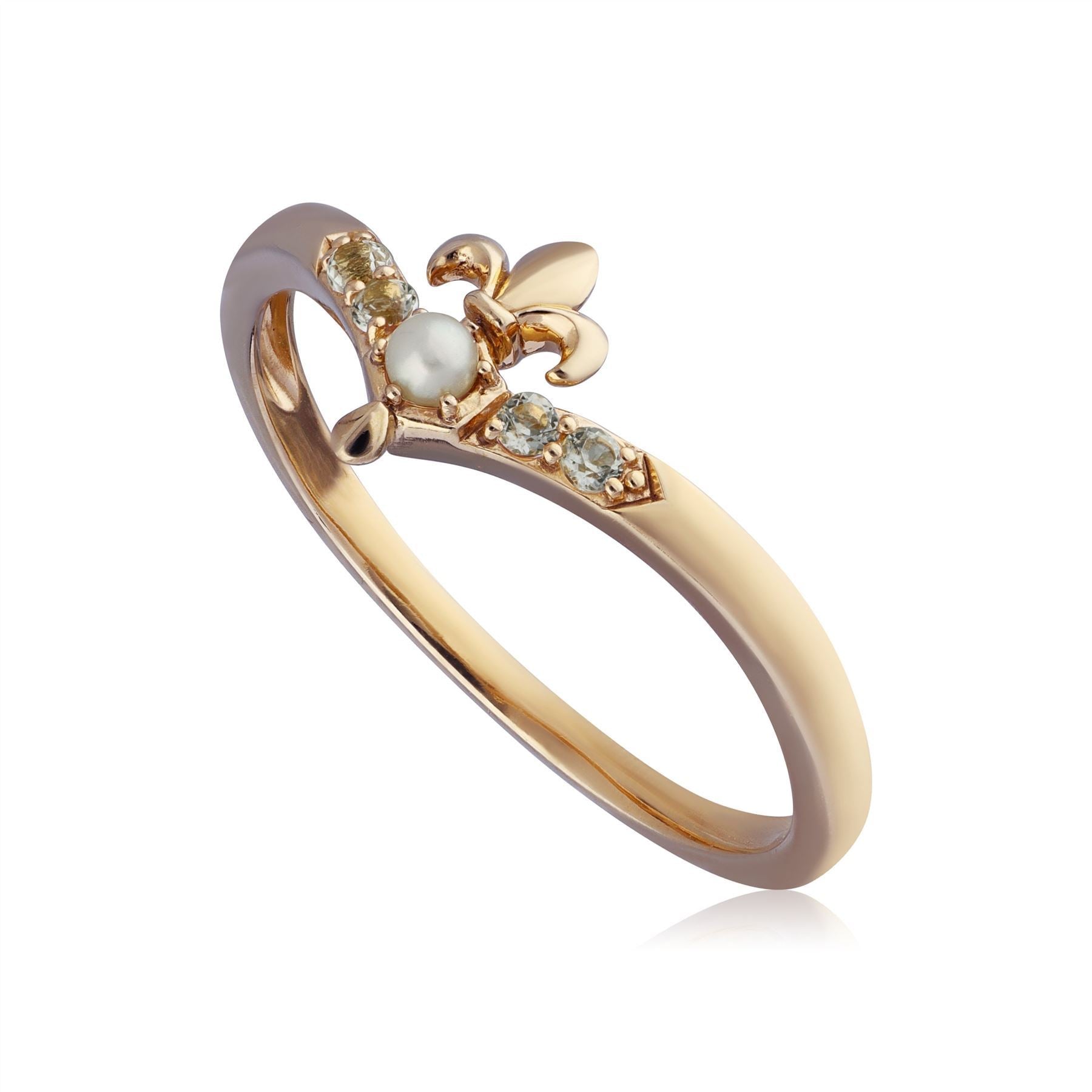 ECFEW™ Pearl Fleur De Lis Wishbone Ring
