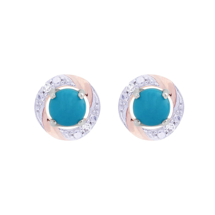 Orecchini classici con turchese in oro bianco 375 con diamanti e orecchini con diamanti rotondi