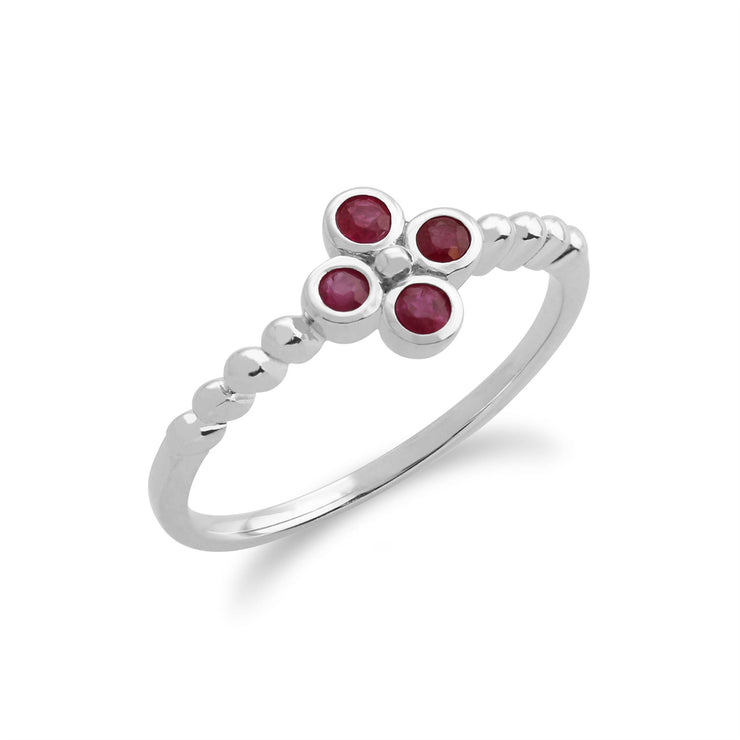 Anello con rubino Gemondo, anello a grappolo di rubini in argento sterling da 0,25 ct