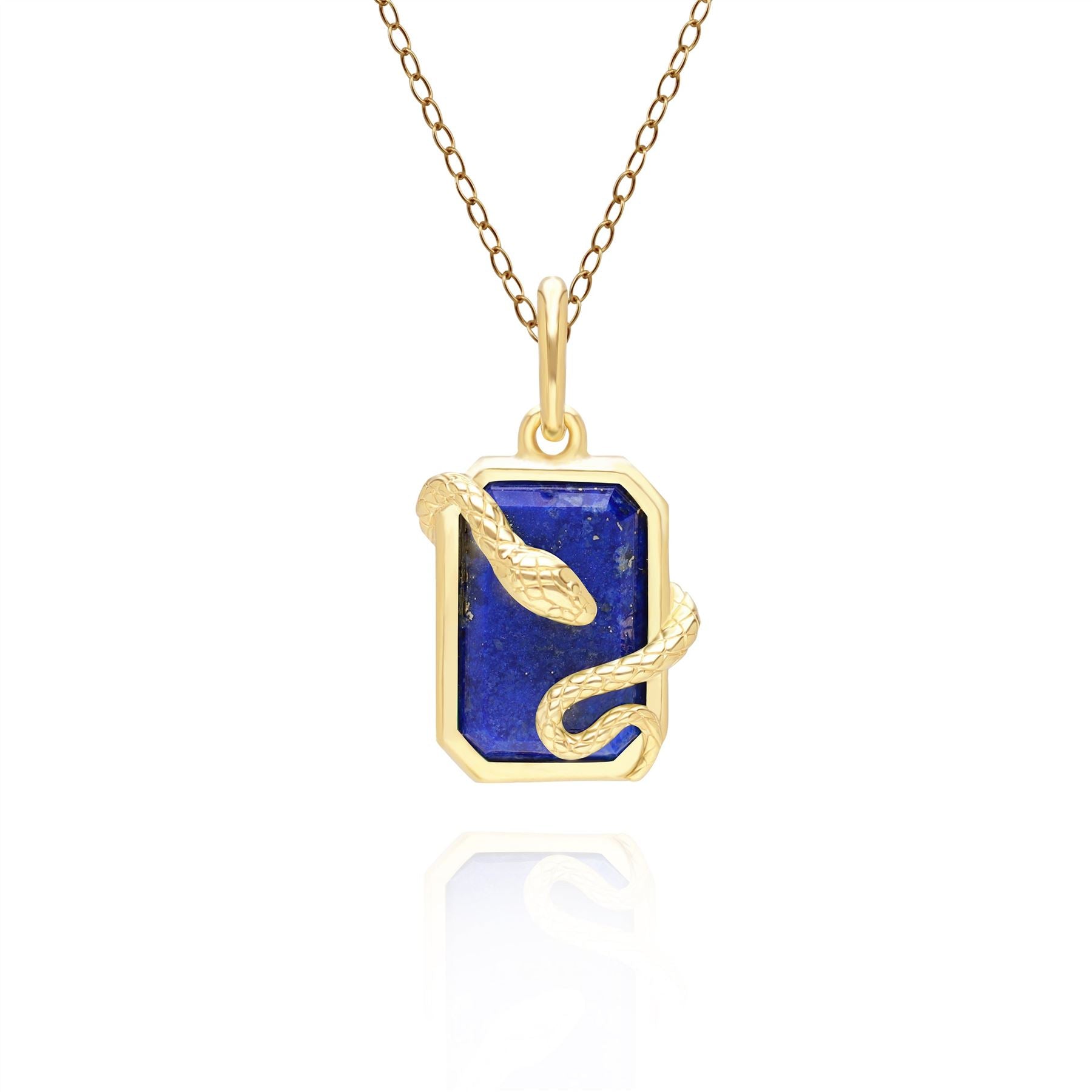 Grand Deco Pendente a forma di Serpente con Lapislazzuli in Argento Sterling Placcato Oro