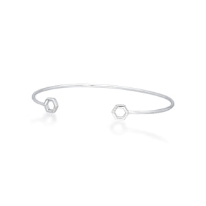 Diamond Pavé Hexagon Open Bangle in 9ct White Gold Image