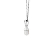 Collana e orecchini con bottone a foglia in stile Art Déco Argento 925 Perla e marcasite