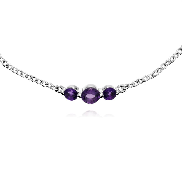 Bracciale Trilogy Classico e Anello Argento 925 con Ametista Tre Pietre