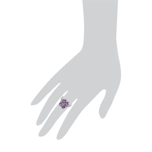 Art Nouveau Inspired Amethyst Statement Ring in 925 Sterling Silver
