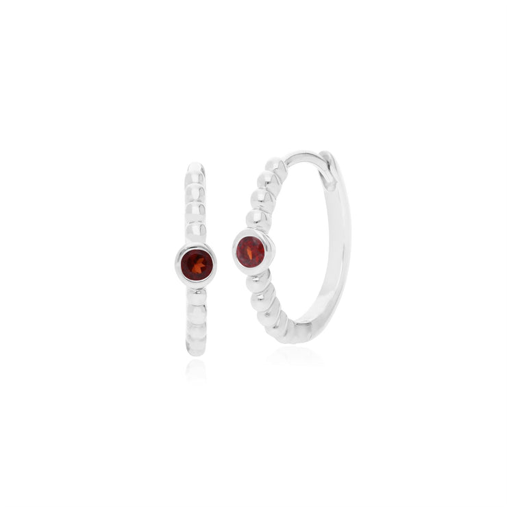 Anello e orecchini a cerchio con granato in argento 925 Essentiel