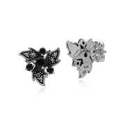 Orecchini con zaffiro, zaffiro in argento sterling e marcasite Nuovi orecchini floreali