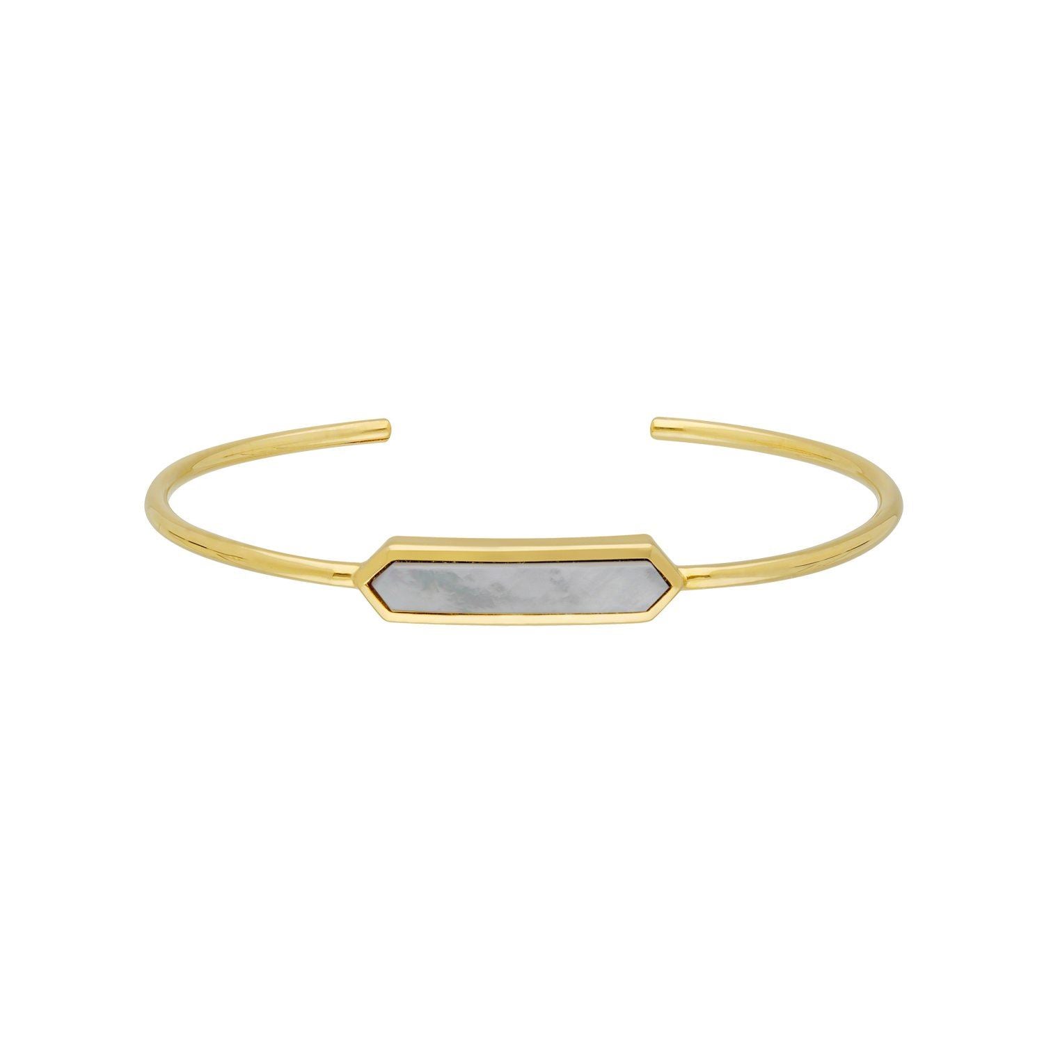 Geometric Prism Blue Lace Agate Bangle in Gold Plated Sterling Silver