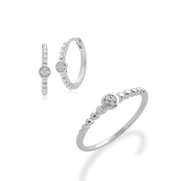 Anello e orecchini a cerchio con diamanti Essentiel in argento 925