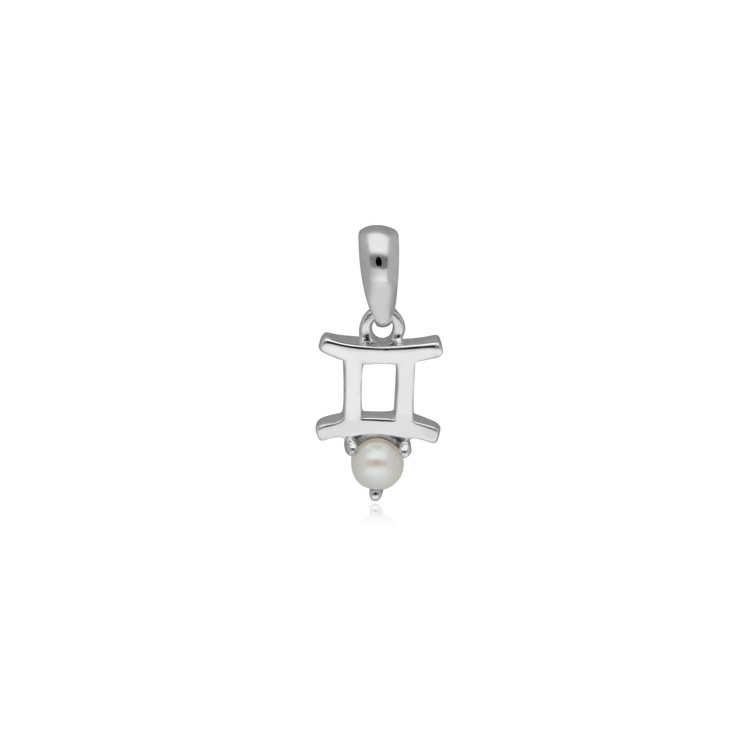 Pearl Gemini Zodiac Charm in 9ct White Gold