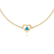 Bracciale con zaffiro, bracciale con cuore singolo in oro giallo da 9 ct con zaffiro e pietra rotonda da 19 cm