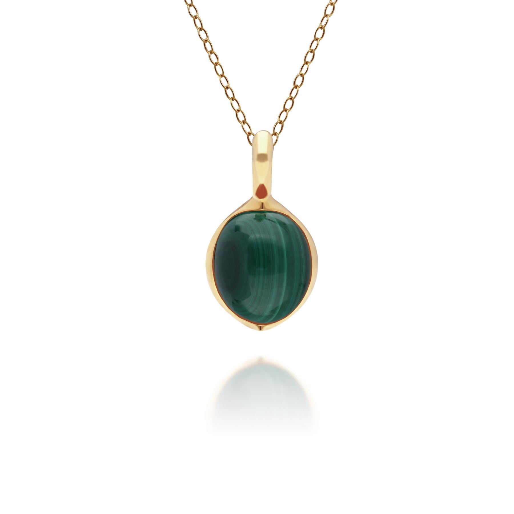 Irregular B Gem Malachite Pendant in Gold Plated Sterling Silver