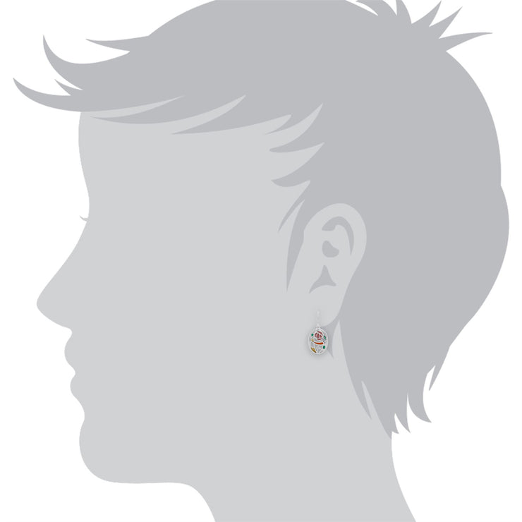 Orecchini pendenti a cerchio con topazio rosa in argento 925 stile Rennie Mackintosh