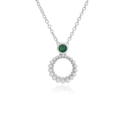 Classico set di anelli Halo e ciondolo in argento 925 con smeraldo