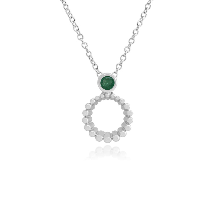 Classico set di anelli Halo e ciondolo in argento 925 con smeraldo