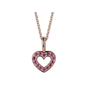 Gemondo Rose Gold Plated Sterling Silver Ruby Heart Pendant