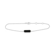 Bracciale geometrico in argento 925 con prisma esagonale in onice nero