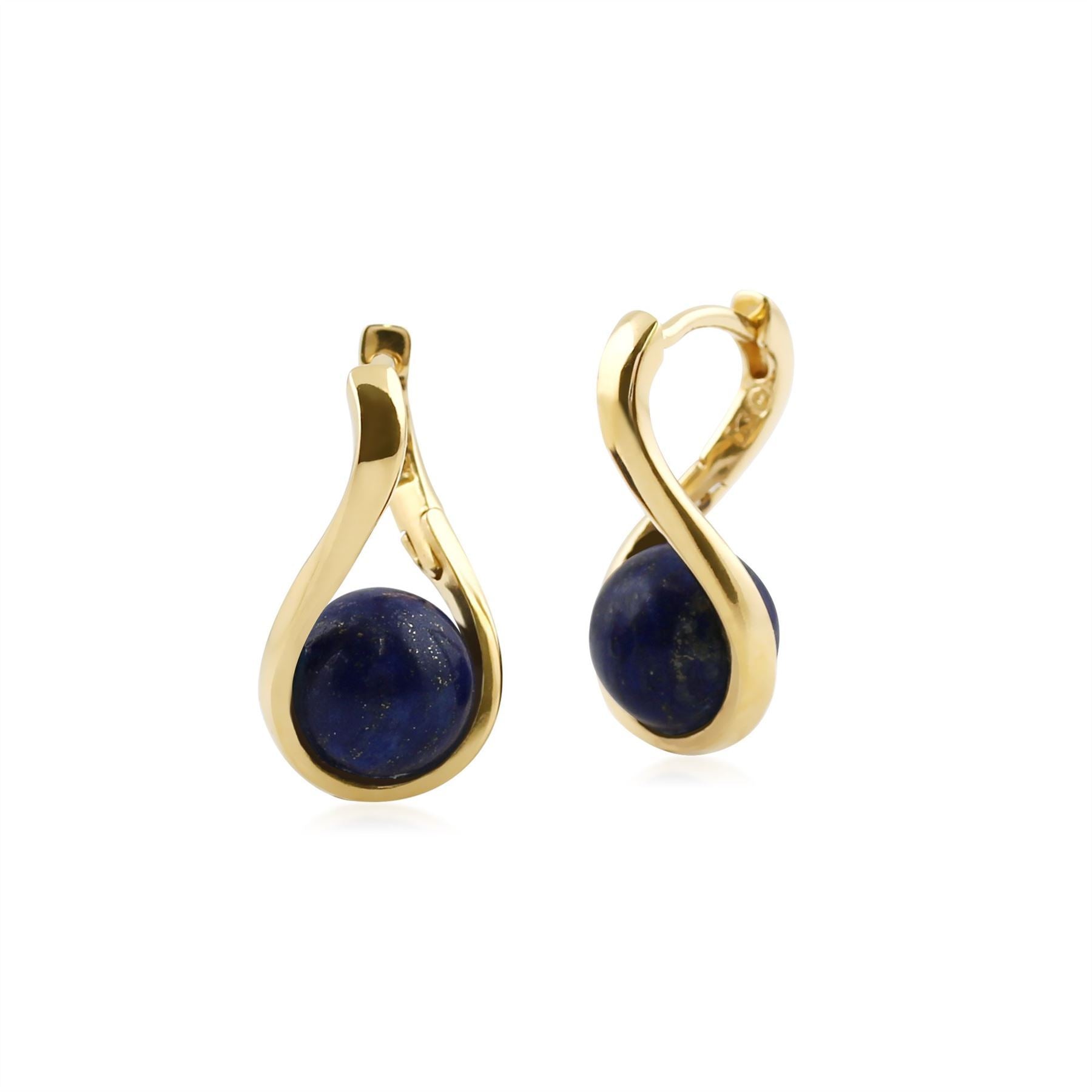 Kosmos Lapis Lazuli Orb Earrings in Yellow Gold Plated Sterling Silver